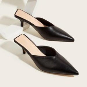 Shein  Point Toe Heeled Mule Pumps
